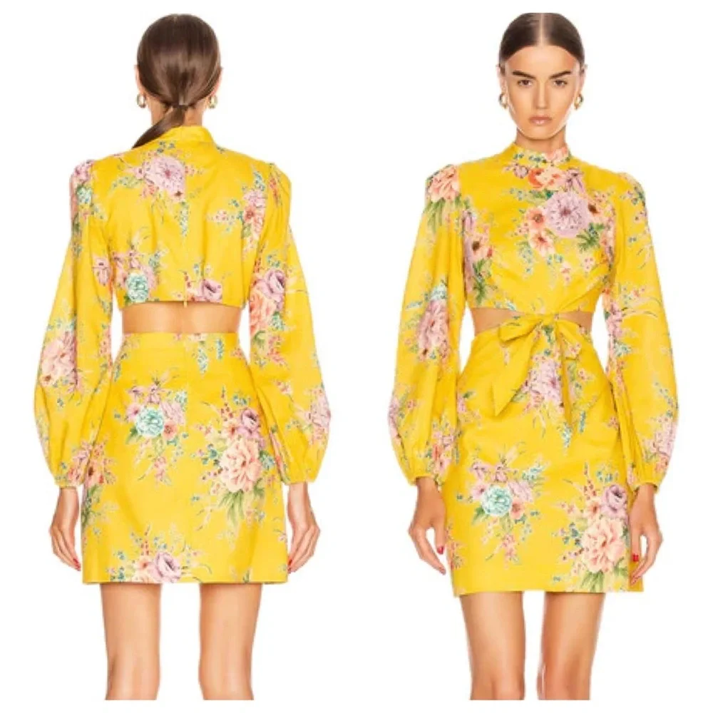 ZIMMERMANN Zinnia Bow Cut Out Mini Dress - Picture 2 of 16